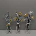 3 Pieces Metal Flowers Wall Arts - Rustic Farmhouse Style Dcor Metal Wall Art Black Minimalist Flower Natural Themed Wall Decors for Home Bedroom Dining Room Housewarming (Blue)