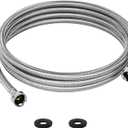 12FT Washing Machine Hose, Stainless Steel Braided Washer Hose Supply Line with 3/4" FHT Connectors for Long-Distance Residential Water Supply, Durable and Leak-Resistant