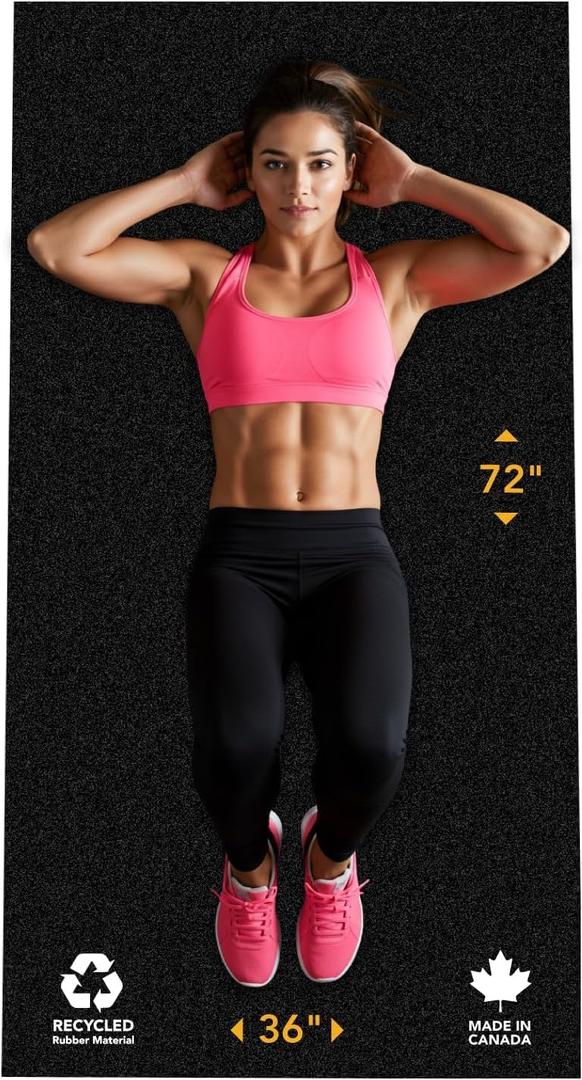 Rubber King Multi-Purpose Exercise Mat - 100% Recycled Thick Rubber Mat for Home Gym Flooring, Non-Slip, Low-Odor Durable Workout Mat for Indoor/Outdoor, Shoe-Friendly (6 Feet  3 Feet  5mm Thick, Black)