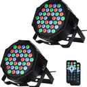 Dj Lights, 2 Pack 36 LED Par Lights Stage Lights with Sound Activated Remote Control & DMX Control, Stage Lighting Uplights for Wedding Club Music Show Christmas Holiday Party Lighting