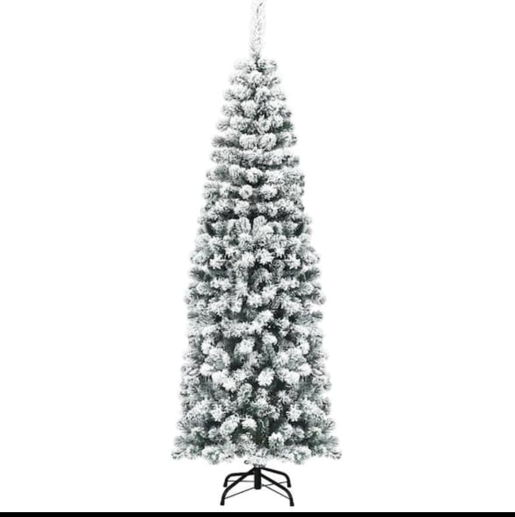 6 ft. White Unlit Light Type Flocked Classic Pencil Artificial Christmas Tree with 500 Tips