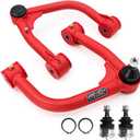 2-4" Lift Front Upper Control Arms for 2007-2021 Toyota Tundra, 2008-2022 Toyota Sequoia, Tubular Suspension Arms, PU Bushing, 2 Replacement Ball Joints, Wrinkle Red