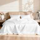 Love's cabin Twin Silky Soft Satin Bed Linen Set - 3 Piece with Deep Pockets, Luxury Satin Sheets, Wrinkle Resistant, Fits Mattresses up to 14'' (White.)