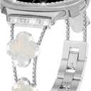 Bling Band with Case Compatible for Samsung Galaxy Watch 8 40mm 44mm, Women Diamond Butterfly Metal Bracelet Rhinestone Strap with Protector Case