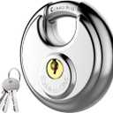 Puroma Keyed Padlock, Stainless Steel Discus Locker Lock Heavy Duty Locks with 3 Keys, Waterproof Outdoors Gate Storage Unit Lock with 3/8 Inch Shackle for Warehouse, Gym Storage Locker (1 Pack) (Large, Silver)