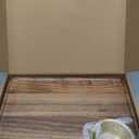 Car Cup Holder Tray Desk, 360 Rotating Black Walnut Solid Wood Food Car Table - Steering Wheel Tray Road Trip Essentials Accessories for Tesla Model Y/3/S, Ford F150 Most Vehicles