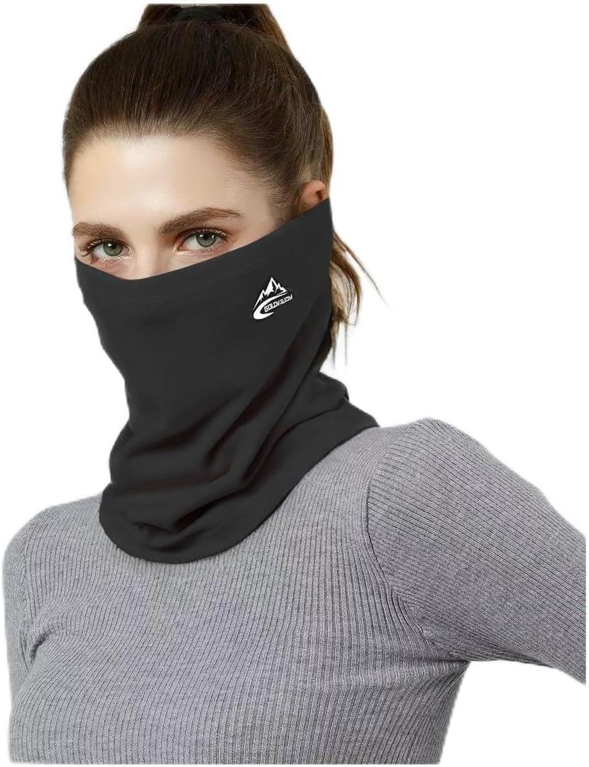 Vanolu Winter Neck Gaiter for Men Women, Soft Thermal Fleece Neck Warmer Face Cover Scarf for Cold Weather (Black)