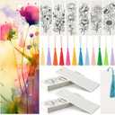 Sinmoe 120 Pcs Color Your Own Bookmarks 6 Styles Watercolor Bookmarks to Paint Card Stock Paper Watercolor Colorful Tassels Craft DIY for Classroom Projects Gifts Tags 5.9 x 2 Inch(Flower)