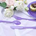 150 Pcs Purple Plastic Silverware, Purple Utensils, Silverware Set Includes 50 Plastic Forks, 50 Spoons, 50 Knives Disposable for Birthday, Celebration, Baby Shower (Lavender)