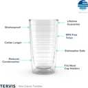Tervis Clear & Colorful Tabletop Made in USA Double Walled Insulated Tumbler Travel Cup Keeps Drinks Cold & Hot, 16oz - 4pk, Pink Sand