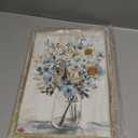 Abstract Flower Wooden Wall Art: Gray Blue Floral Blossom Picture Rustic Botanical Prints Framed for Bathroom (11W x 16H, Multi-Sized/Material)