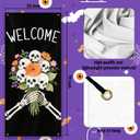 2 x Gothic Halloween Skull Door Cover Decorations, Gothic Floral Skeleton Doorway Door Curtains Banners Backdrop Photography Decor for Halloween Party Indoor Outdoor, 35 * 79 Inch