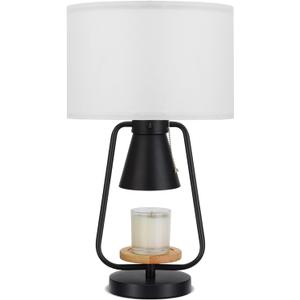 21in Table Lamp with Candle Warmer 2 Bulbs, 2 Independent Switches, Large Table Lamp for Nightstand Bedroom Living Room Bed Side, E26 & GU10 Bulbs Included