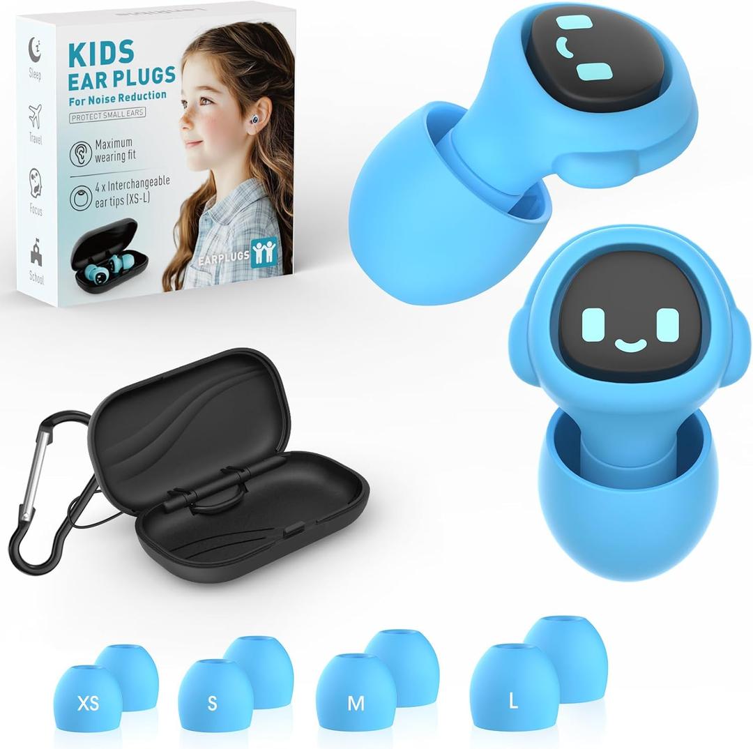 Kids Ear Plugs for 5-12 Yr, 27 dB Noise Reduction Extra Small Earplugs, Ear Plugs for Kids for Noise Sensitivity, Socializing, Sleep, Focus, 4 Sizes Ear Tips in XS-L (Blue) Kids Ear Plugs for 5-12 Yr, 27 dB Noise Reduction Extra Small Earplugs, Ear Plugs for Kids for Noise Sensitivity, Socializing, Sleep, Focus, 4 Sizes Ear Tips in XS-L (Blue)