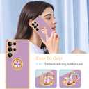 Fingic for Galaxy S25 Ultra Case[with 360Rotatable Ring Holder] Support Magnetic Car Mount Shiny Plating Gold Slim Thin Soft TPU Rugged Bumper Anti-Scratch Case for Galaxy S25 Ultra,Lavender Purple