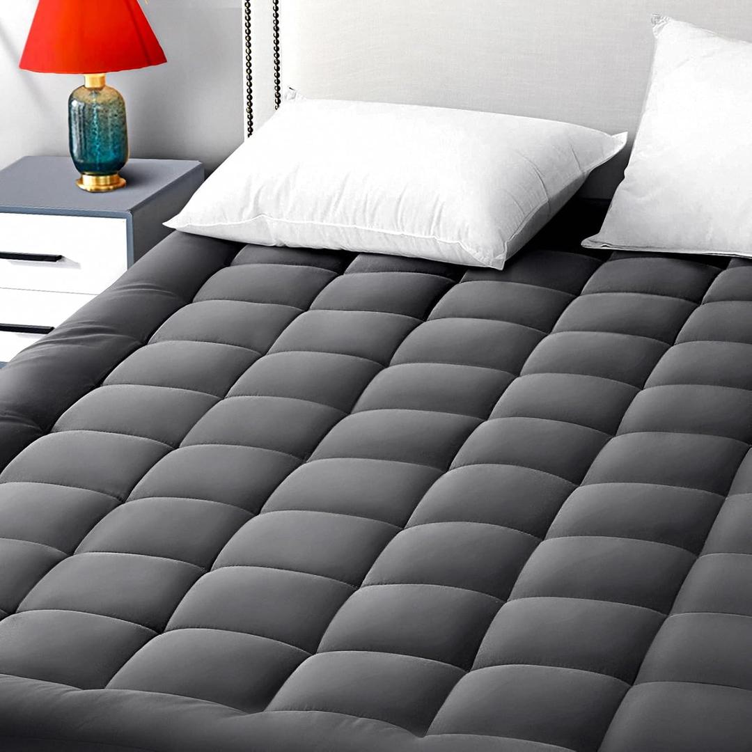 EASELAND Queen Size Mattress Pad Pillow Cover Quilted Fitted Mattress Protector Cotton Top 8-21" Deep Pocket Cooling Mattress Topper (60"x80", Dark Grey) (Queen, Dark Grey)