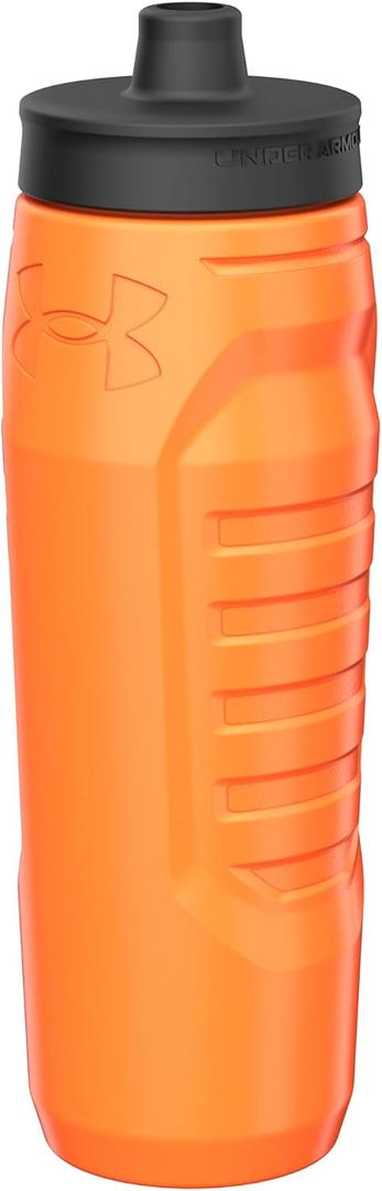 Under Armour Squeeze Water Bottles, 32 oz Water Bottles, Sideline Sports Water Bottle with Quick-Shot Lid, Quick & Easy Hydration, Gym Water Bottles, Squeeze Bottle, 1 32oz Bottle (Blaze Orange)