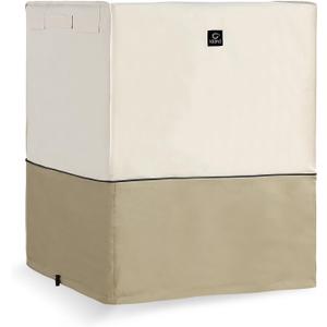 Air Conditioner Cover for Outside Units with Upgraded Waterproof Fabric, Durable 600D AC Cover for Outdoor Air Conditioner Protection, Fits up to 36W x 36D x 39H InchBeige White