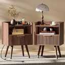 Huuger Nightstand Set of 2 with Charging Station, USB-C Port, End Tables