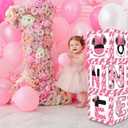 TONIFUL Pink Mouse 1st Birthday Party Supplies Pink Balloon Box with Letters, Mouse Theme One Year Old Birthday Party Favors for Girls Baby Shower B-Day Decoration
