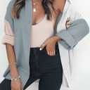 Dokotoo Womens Color Block Button Down Shirts Long Sleeve Oversized Boyfriend Blouses Tops