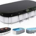 UIRWAY 500D Pool Cover 12x21FT Oval [2026 Upgraded Heavy Duty Fabric] Solar Pool Covers for Above Ground Pools, Swimming Pool Covers Including Windproof Straps and Luminous Ground, UV Resistant