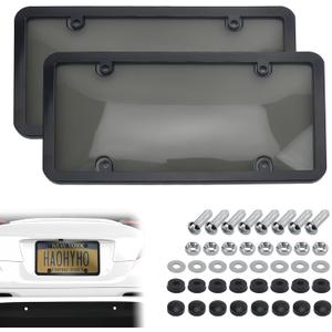 2PCS Clear License Plate Covers and Frames, Personalized License Plate Frame with Screws Screw Caps Washers, Rust-Proof Auto LicensePlate Holder, Universal License Protector for Standard US Plates