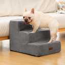 Aodisman Dog Stairs for Small Dogs, 3-Step Non-Slip Pet Stairs for Couch Sofa and Chair, Dog Bed Stairs for Puppy, Older Cat,Grey,13.6" H
