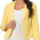 Allegra K Women's Dressy Casual Blazer Open Front Office Work Business Lightweight Crop Suit Blazers (Yellow, XS)