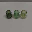 Reversible Candlestick Holders Set of 3, Green Glass Taper and Tealight Candle Holders for Table Centerpiece, Wedding, Party, Home Decor