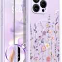 GVIEWIN for iPhone 16 Pro Max Case Compatible with MagSafe, [Military Grade Protection] [Screen Protector] Full Camera Protection Floral Translucent Women Magnetic Phone Case, Floratopia/Colorful