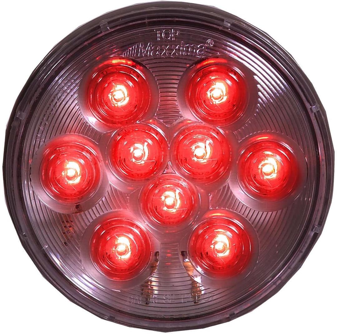 Maxxima M42322RCL Red 4" Round Stop/Tail/Turn Light, Red Clear Lens, Grommet Mount