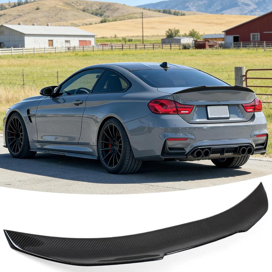 Rear Spoiler Wing Fit for BMW F32 4 Series 428i/ 430i/ 435i/ 440i/ M4 2-Door Coupe 2014-2020, Carbon Fiber Look PSM Style Duckbill Decklid Lip Exterior Accessories