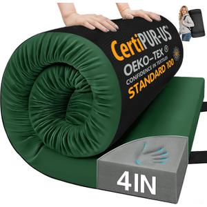3 Inch Memory Foam Camping Pad, Camping Essentials Roll Up Floor Mat for Car Camping, Cot, Tent, Truck, Travel and Guest Use, Non-Slip Waterproof Bottom, Removable Cover