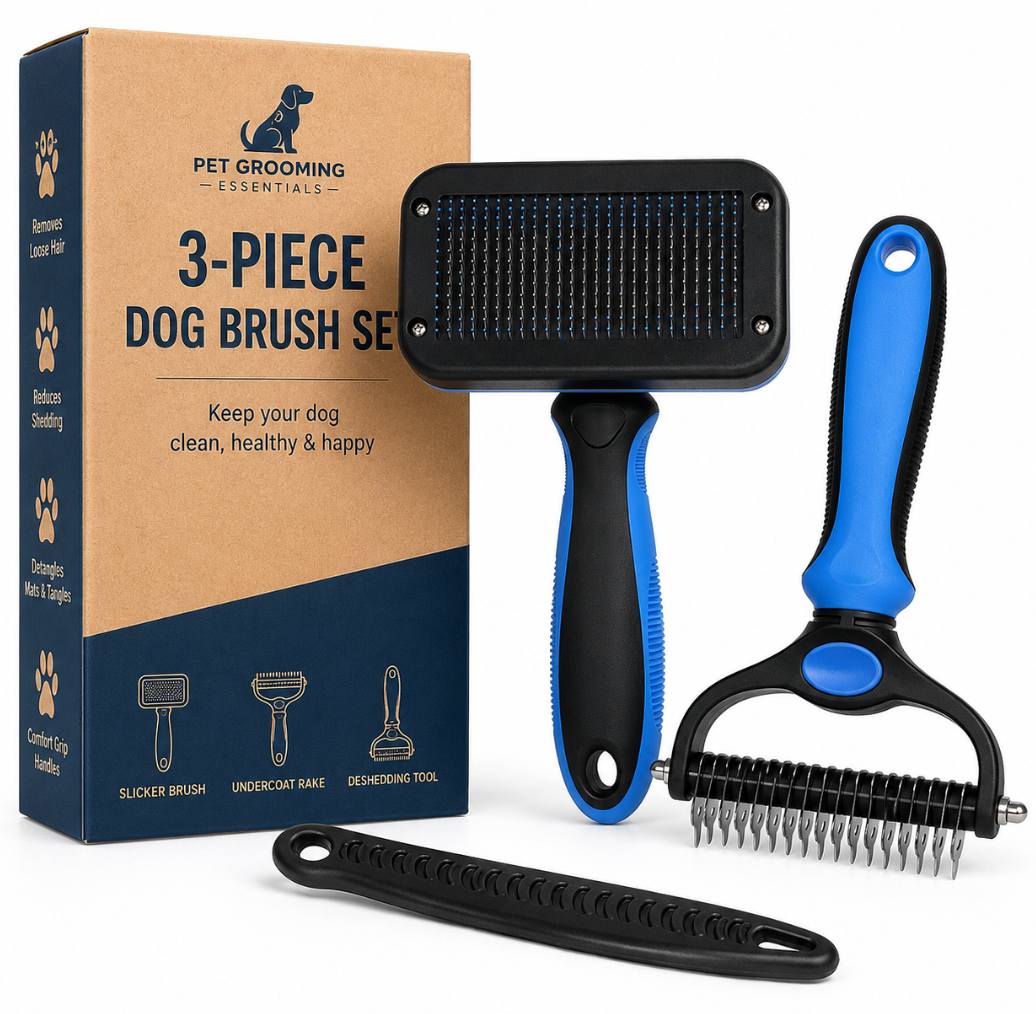 3 Piece Dog Brush Set
