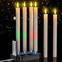 YiaMia Upgraded Flameless Taper Candles 6 Pack, Rechargeable Taper Candles with Magnetic Wireless Charging Base & Remote, Battery Operated Candlesticks for Wedding, Halloween, Home Decoration