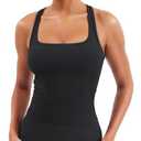 YEOREO Esteile Workout Tank Tops for Women Square Neck Sleeveless Camisole Tops Seamless Racerback Gym Athletic Yoga Shirts Black M