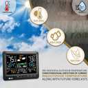 Weather Station Indoor Outdoor Thermometer Wireless, Home Atomic Clock with Large Constant Display, Inside Outside Temperature Humidity Monitor, Dew Heat Point, Barometer Black