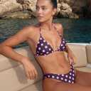 Women Polka Dot Bikini Sets Sexy Halter String Triangle High Cut Cheeky 2 Piece Bathing Suit (M)