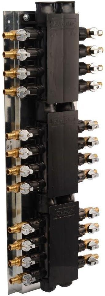 SharkBite 24 Port Home Run Manifold 3/4 Inch MNPT Inlet x 1/2 Inch Brass Crimp Ball Valve Outlets, PEX Pipe, PE-RT, RM22724