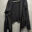Women's Lightweight Crinkle Wrap Jacket - Long Sleeve Open Front Cardigan with Side Tie, M