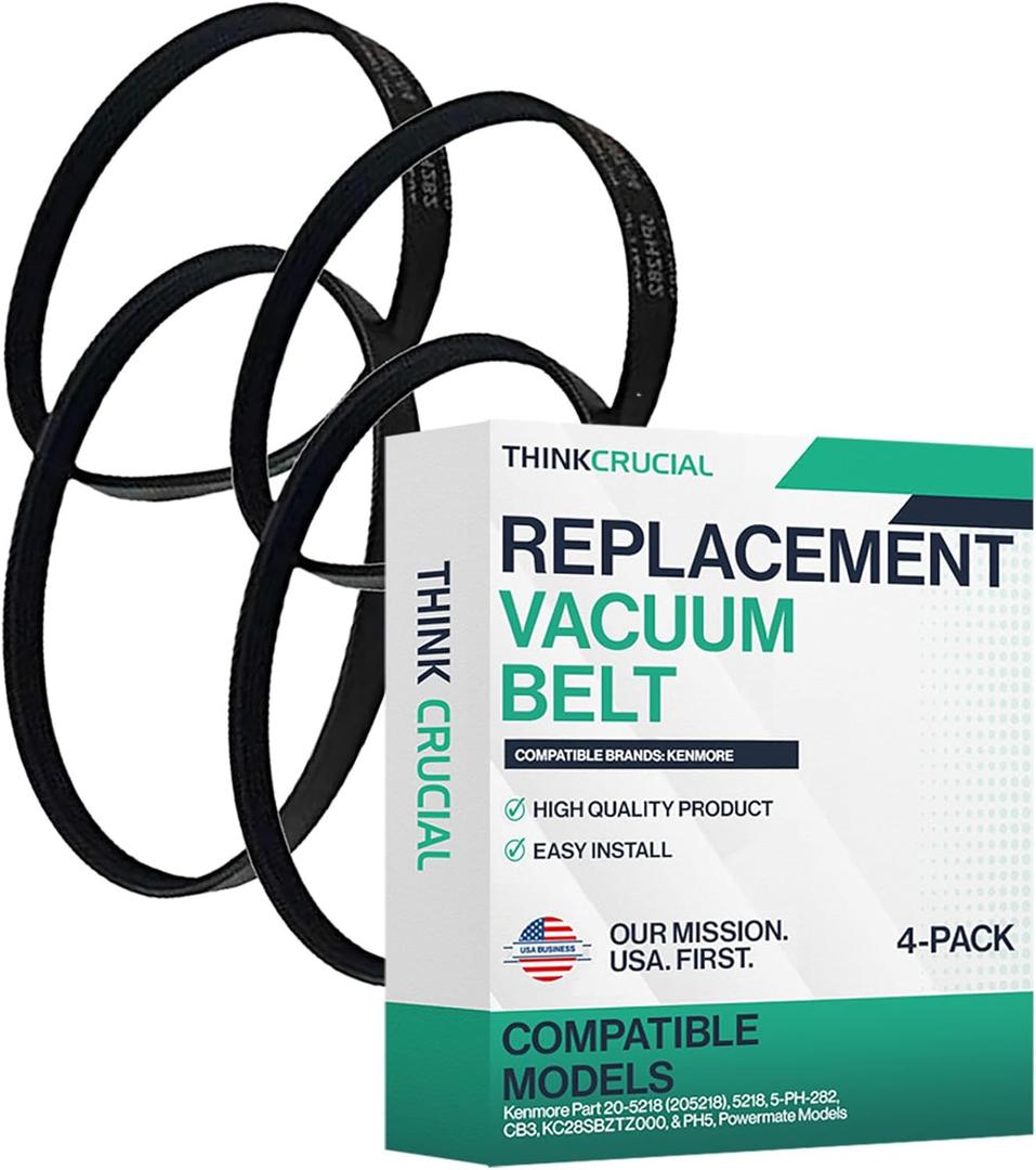 Crucial Vacuum Replacement Vacuum Belt Compatible with Kenmore Part 20-5218 (205218), 5218, 5-PH-282, CB3, KC28SBZTZ000, & PH5, Powermate Models Bulk (3 Pack)