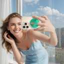 Magnetic Phone Grip Holder Compatible with MagSafe, Ultra Thin Silicone Finger Loop Ring Magnetic Grips for Back of Phone for iPhone Pro Max/Plus/16/15/14/13/12 Series, Emerald Green+Sparkle