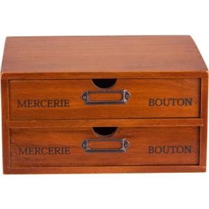 Vintage 2-Drawer Desk Organizer - Wood Countertop Drawer Organizers - 2-Tier Wooden Desktop Monitor Riser w/Drawers - Organization and Storage Drawers for Desk - Stackable Drawers - File Drawer Unit