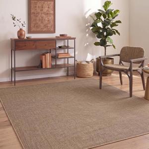 GarveeHome Easy Jute Rug 8x10 Washable Non Slip Solid Brown Living Room Rugs
