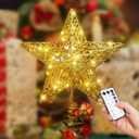 YAUNGEL Christmas Tree Topper, Star Tree Topper with 40 LED and Remote Control Battery Operated Warm Lights Treetop Christmas Decorations Holiday, Indoor Home Decor, 10IN Gold