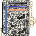 GIANCOMICS Slim Wallet Credit Card Holder Women, Goth Bat Rfid Blocking Small Card Case, Keychain Thin Pocket Curved Zipper Wallet, Travel Card Holder PU Leather ID Window, Ladies Female Gifts