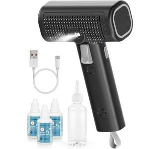 Pet Steam Brush for Dog & Cat with 3 Waterless Shampoo, Bath Shower Comb for Shedding & Grooming & Massaging Water Spray Brush for Long & Short Haired Pets Spritz Defur Comb