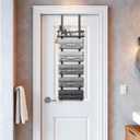 Aetyord Hanging Towel Racks for Bathroom No Drill - 6-Tier Over The Door Bath Towel Storage Organizer for Small Bathrooms - Tiered Back of Door Towel Holder Hanger for Rolled Towels RV Camper Black
