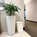 Rubbermaid Small Kitchen Bathroom Trash Can, 9 Gallons, White, Waste Basket for Under Counter/Kitchen/Office/Bedroom/Bathroom